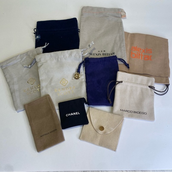 10 Designer Suede Leather Drawstring Snap Envelope Jewelry Gift Dust Pouches - Picture 1 of 7